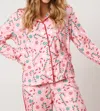 FANTASTIC FAWN CANDY CANE PRINTED PAJAMA SHIRT IN PINK/MULTI
