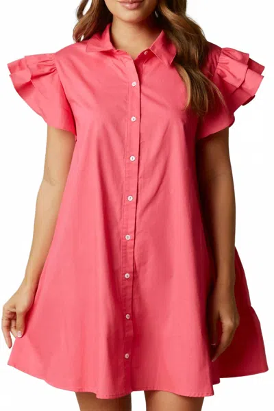 Fantastic Fawn Cheers Celebration Sequin Patch Dress In Fuchsia In Pink