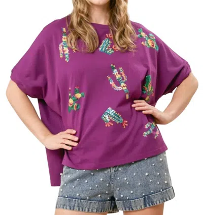 Fantastic Fawn Colorful Cactus Top In Purple In Multi