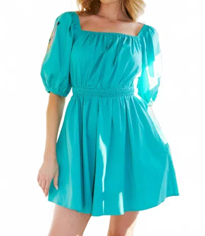 Fantastic Fawn Cool Flamingo Skater Dress In Turquoise In Green