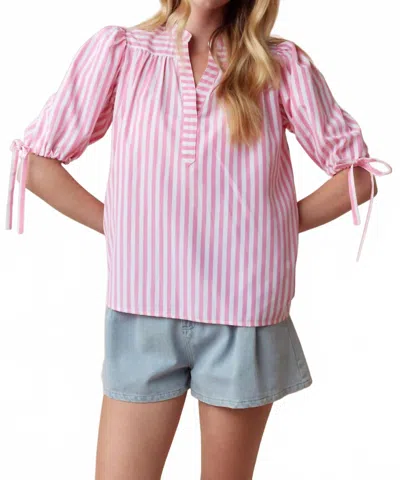 Fantastic Fawn Cotton Candy Charm Striped Top In Pink
