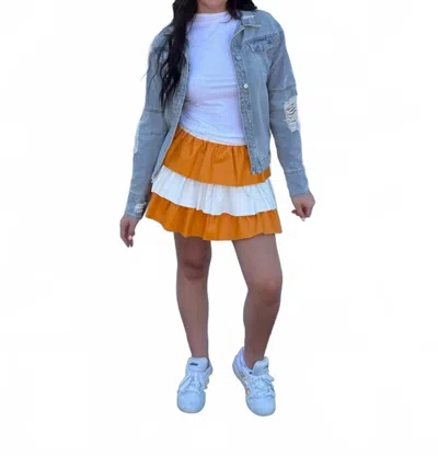 Fantastic Fawn Faux Leather Mini Skirt In Yellow/white In Blue