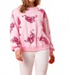 Fantastic Fawn Fierce Babe Sequin Tiger Pullover In Pink In Pink