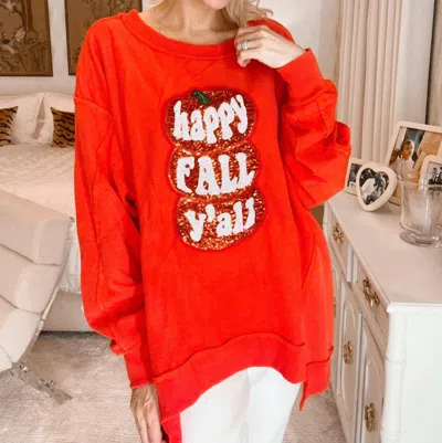Fantastic Fawn Happy Fall Y'all Pumpkin Patch Sweatshirt In Dark Orange In Multi