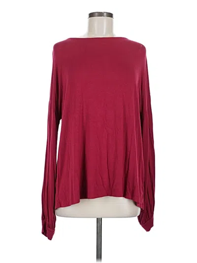 Pre-owned Fantastic Fawn Long Sleeve Top Burgundy Boatneck Tops