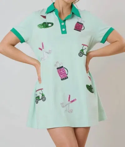 Fantastic Fawn Polo Golf Jersey Dress In Green