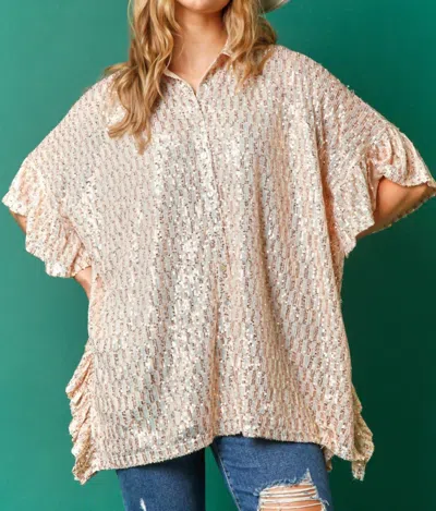 Fantastic Fawn Pop The Bubbly Sequin Tunic In Champagne In Pink