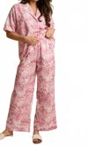 Fantastic Fawn Print Pajama Set In Pink/white In Pink