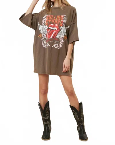 Fantastic Fawn Rolling Stones Graphic T-shirt Dress In Brown
