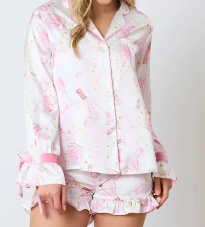 Fantastic Fawn Satin Champagne Pajama Top In Light Pink