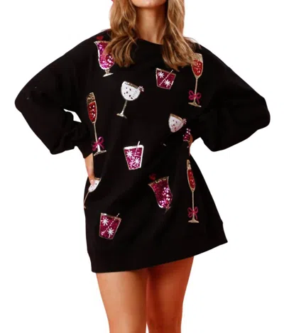 Fantastic Fawn Sequin Drink Dress In Black