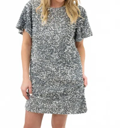 Fantastic Fawn Sequin Mini Dress In Gray