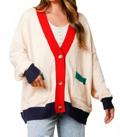 Fantastic Fawn Sequin Nutcracker Cardigan In Cream In White