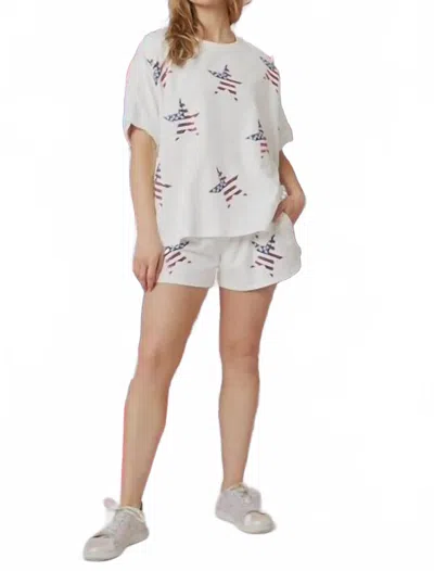 Fantastic Fawn Sequin Star Shorts In White