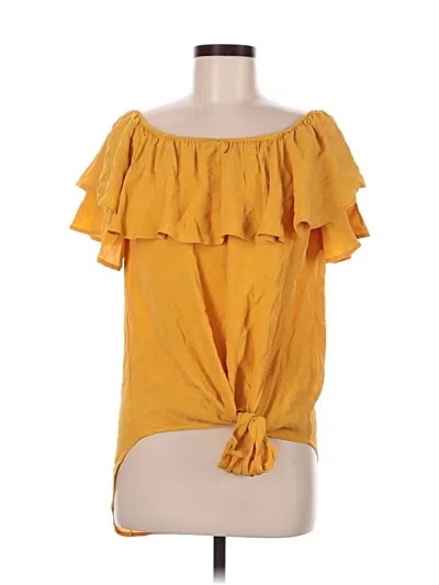 Pre-owned Fantastic Fawn Short Sleeve Blouse In Yellow