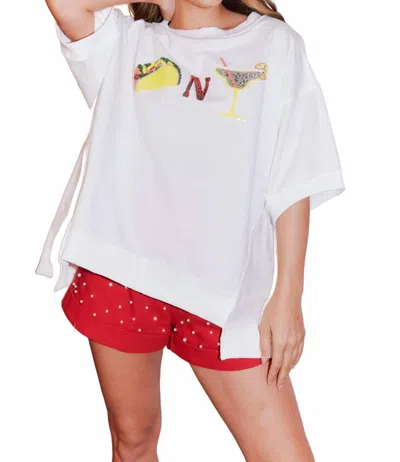 Fantastic Fawn Taco N Margs French Terry Tee In White