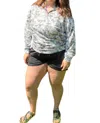 Fantastic Fawn Tie Dye Halfway Zip Up Sweatshirt In Grey And White In Multi