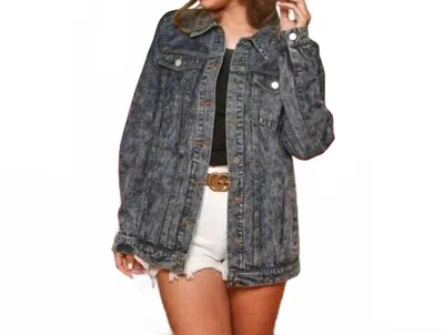 Fantastic Fawn Washed Denim Jacket With Lovely In Pearl In Charcoal In Gray