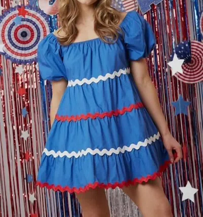 Fantastic Fawn Wavy Dress In Blue