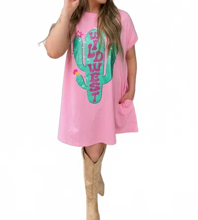 Fantastic Fawn Wildwest T-shirt Dress In Pink