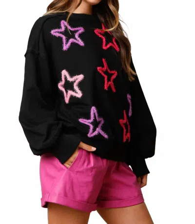Fantastic Fawn Yarn Star Pullover In Black