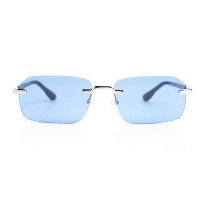 Faos Concept Men's Mycenae In Metalic Silver With Kyano Blue Lenses