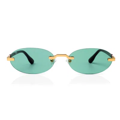 Faos Concept Women's Gold / Green / Brown Phaestus In Gold Metalic With Ivy Green Lenses In Multi