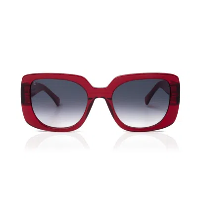 Faos Concept Women's Rhodes In Crystal Red With Sunset Grey Lenses