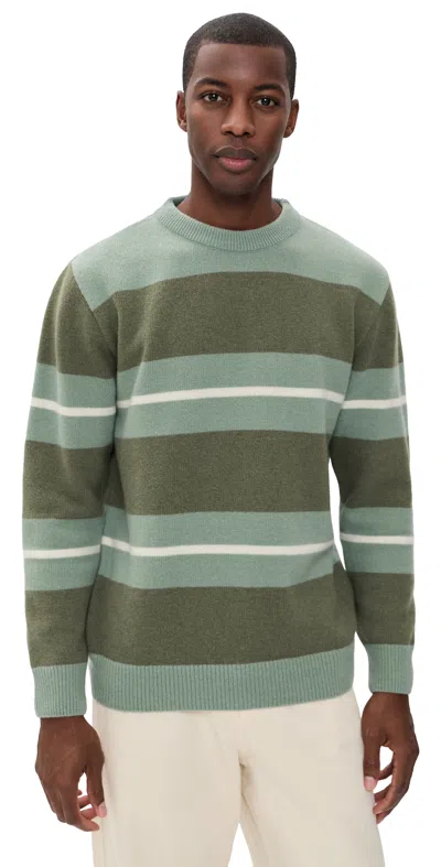 Far Afield Combin Striped Knit Sweater Aqua Blue/green In Multi