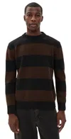 Far Afield Combine Striped Knit Sweater Grey/brown In Brown
