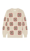 Far Afield Crochet Knit Sweater In Nude