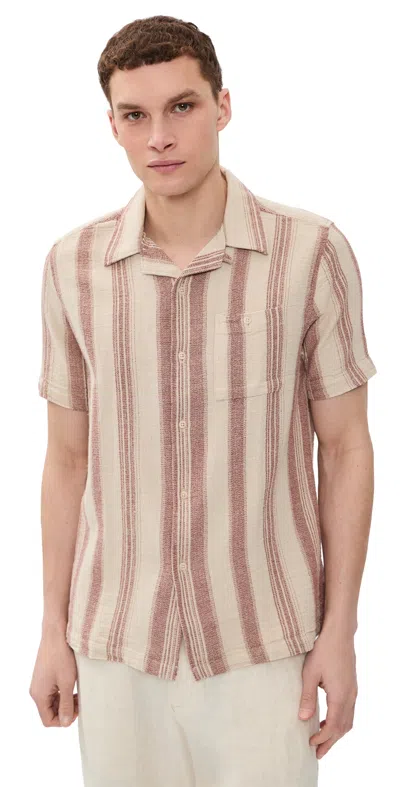 Far Afield Dobby Stripe Selleck Shirt Sand/red