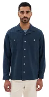 Far Afield Hiro Herringbone Twill Shirt Jacket Navy Iris In Navy Iris