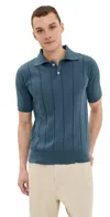 Far Afield Jacobs Short Sleeve Polo In Aegean Blue