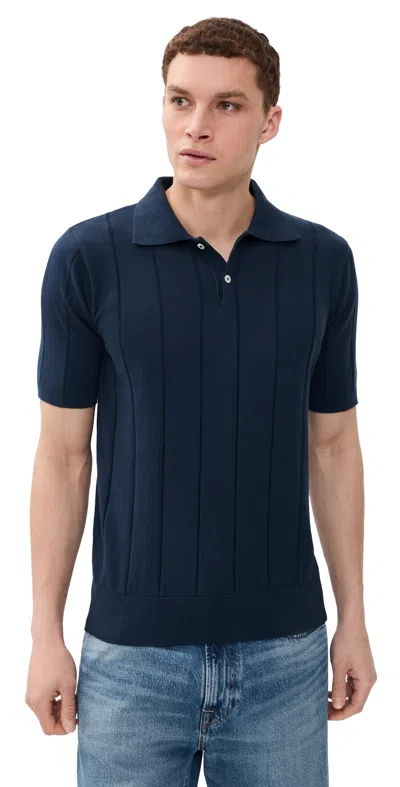Far Afield Jacobs Knitted Polo Navy In Blue