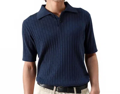 Far Afield Jacobs Perforated Lace Polo In Navy Iris In Blue