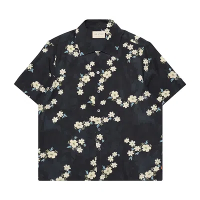 Far Afield Men's Black Busey Shirt - Dark Navy Floral Print
