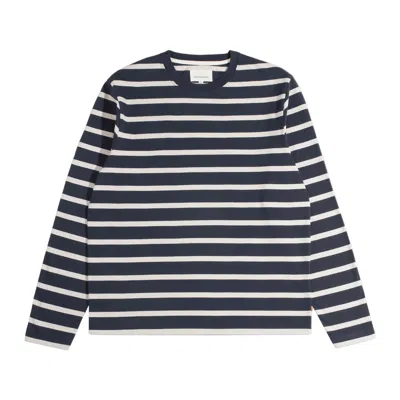 Far Afield Men's Blue Breton Stripe T-shirt - Navy In Black