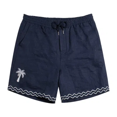 Far Afield Men's Blue Palm Appliqué House Short