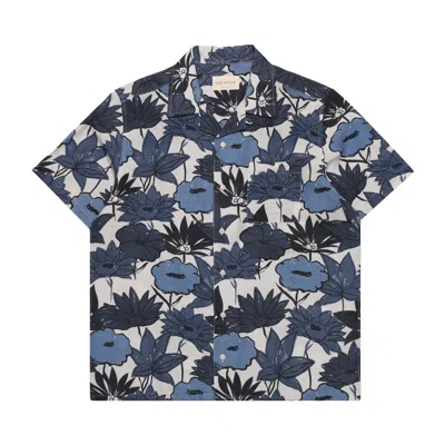 Far Afield Men's Blue Selleck Shirt - Navy Flower Collage Print