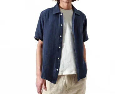 Far Afield Men's Double Cloth Busey Shirt In Navy Iris In Blue