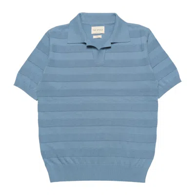 Far Afield Men's Marsan Short Sleeve Polo - Allure Blue Raised Stripe