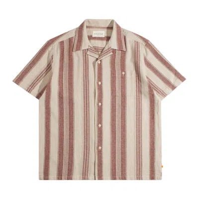 Far Afield Men's Neutrals Selleck Slub Stripe Shirt In Brown