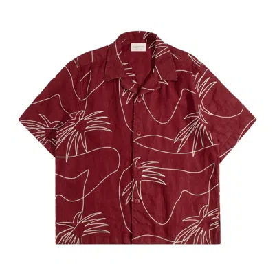 Far Afield Veloso Embroidered Palm Shirt Red