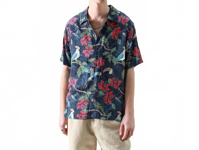 Far Afield Men's Tropical Birds Short Sleeve Shirt In Multi In Blue