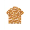 FAR AFIELD SELLECK S/S SHIRT FLOWER COLLAGE PRINT IN HONEY GOLD FROM