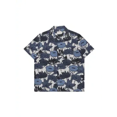 Far Afield Selleck S/s Shirt Flower Collage Print In Navy Iris From In Blue
