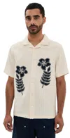 Far Afield Stachio Floral Flock Linen Shirt White In White