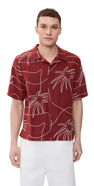 Far Afield Veloso Embroidered Palm Shirt Red