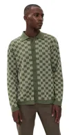 Far Afield Zigger Crisscross Full Button Sweater Green/stone In Green